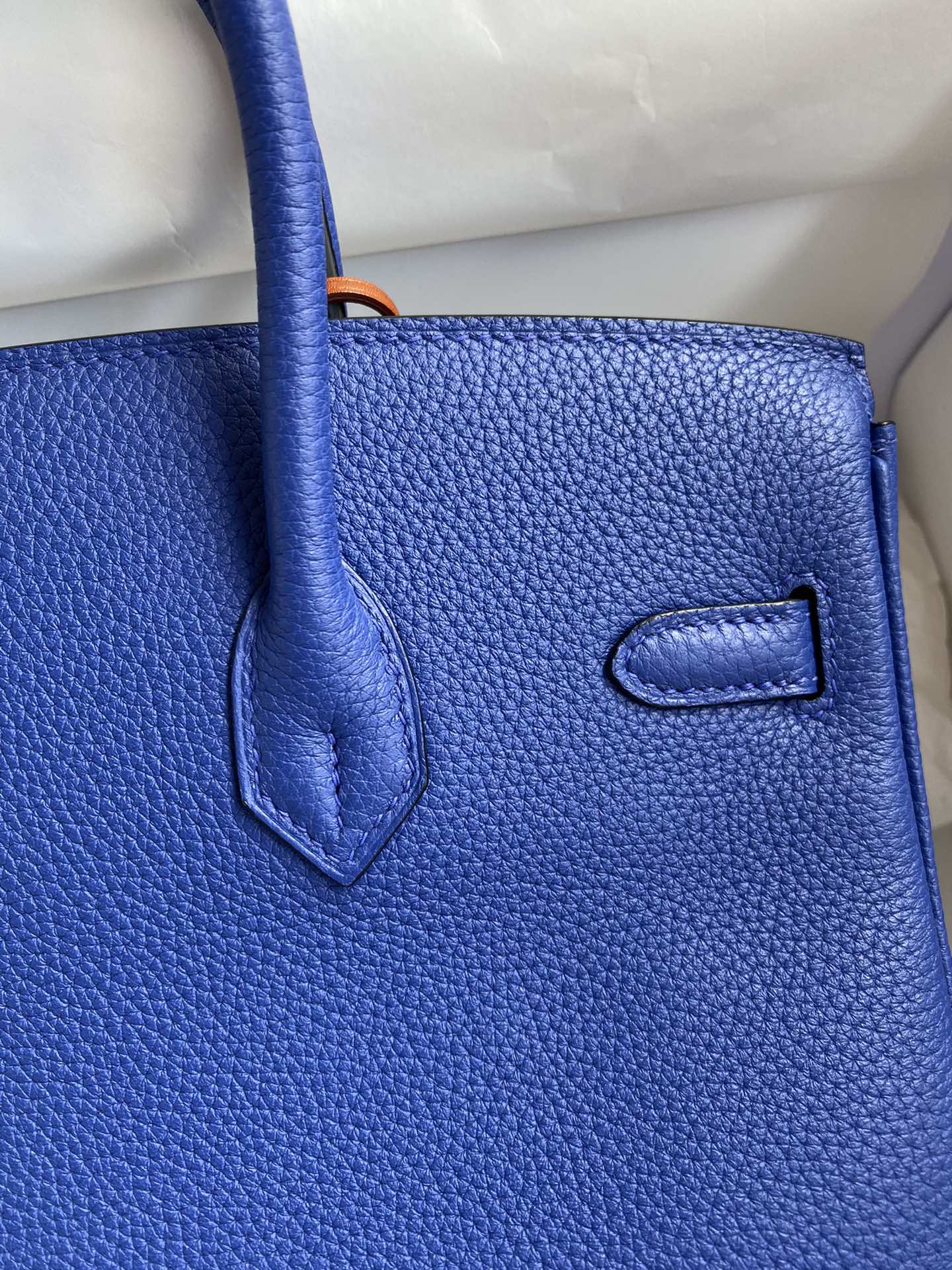 Hermes Birkin 25CM Togo Leather Handbag Blue